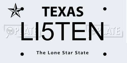 LI5TEN Texas License Plate