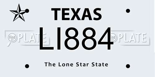 LI884 Texas License Plate