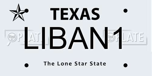 LIBAN1 Texas License Plate