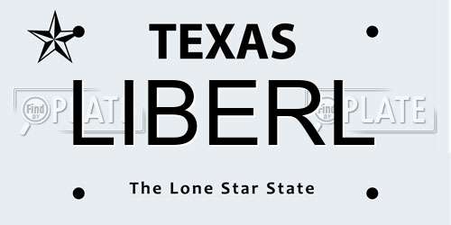 LIBERL Texas License Plate
