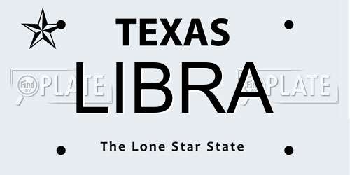 LIBRA Texas License Plate