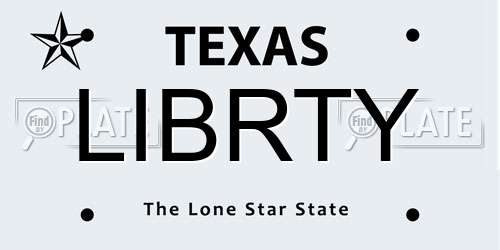 LIBRTY Texas License Plate