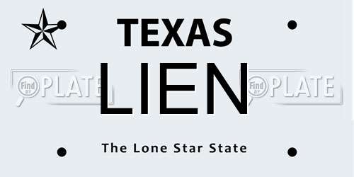LIEN Texas License Plate
