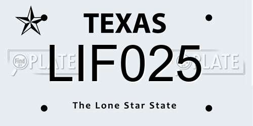 LIF025 Texas License Plate