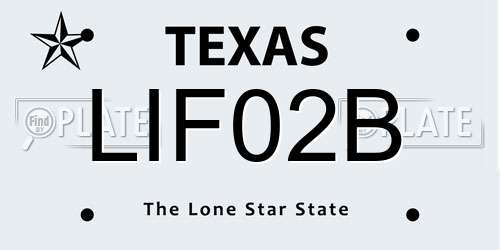 LIF02B Texas License Plate
