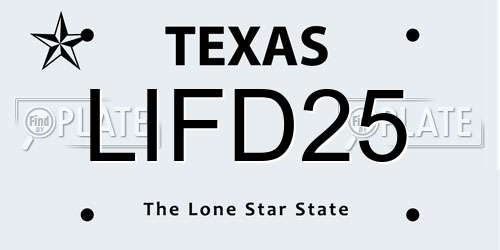 LIFD25 Texas License Plate