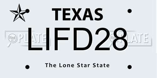 LIFD28 Texas License Plate