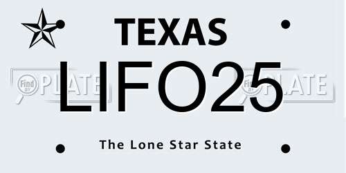 LIFO25 Texas License Plate