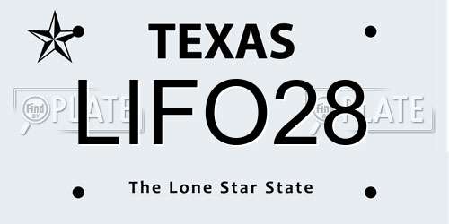 LIFO28 Texas License Plate