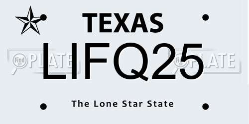 LIFQ25 Texas License Plate