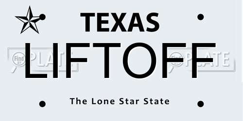LIFTOFF Texas License Plate