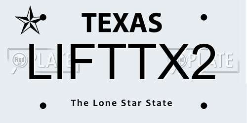LIFTTX2 Texas License Plate