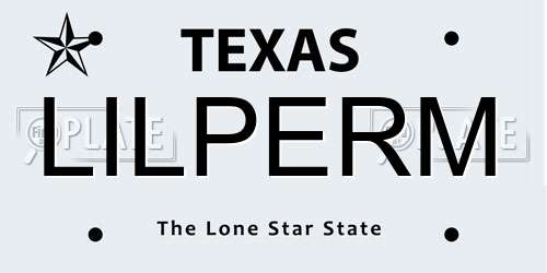 LILPERM Texas License Plate