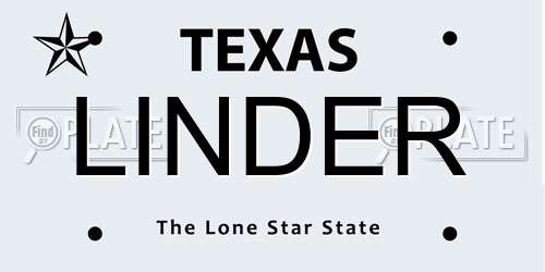 LINDER Texas License Plate