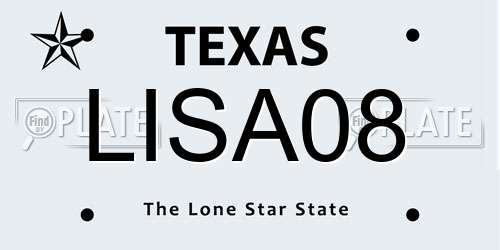 LISA08 Texas License Plate