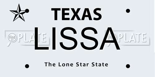 LISSA Texas License Plate