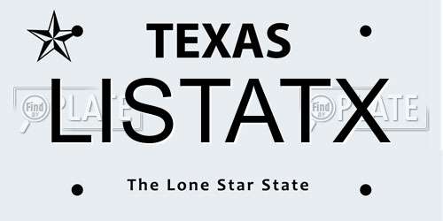 LISTATX Texas License Plate