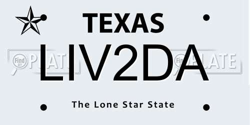 LIV2DA Texas License Plate