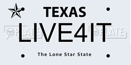 LIVE4IT Texas License Plate