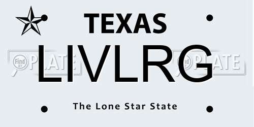 LIVLRG Texas License Plate