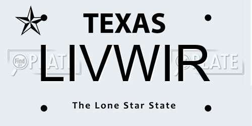 LIVWIR Texas License Plate