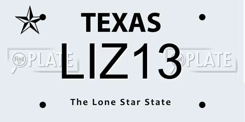 LIZ13 Texas License Plate