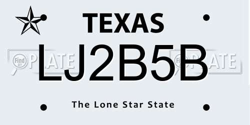 LJ2B5B Texas License Plate