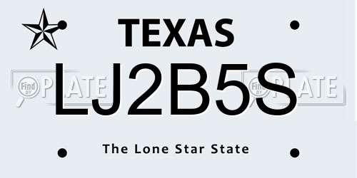 LJ2B5S Texas License Plate