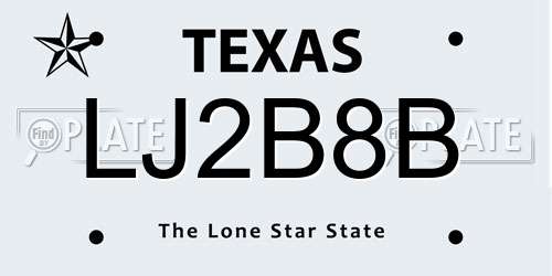 LJ2B8B Texas License Plate