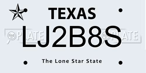 LJ2B8S Texas License Plate