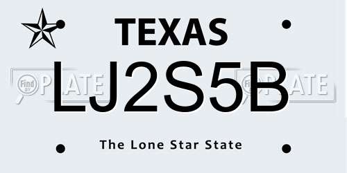 LJ2S5B Texas License Plate
