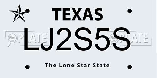 LJ2S5S Texas License Plate