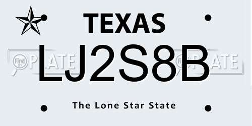 LJ2S8B Texas License Plate
