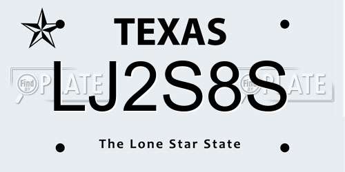 LJ2S8S Texas License Plate