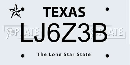 LJ6Z3B Texas License Plate