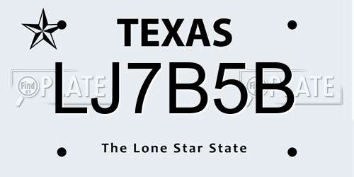 LJ7B5B Texas License Plate