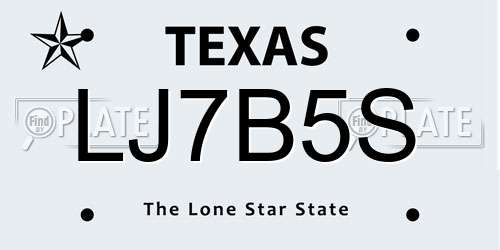 LJ7B5S Texas License Plate