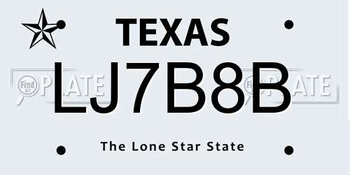 LJ7B8B Texas License Plate