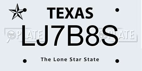 LJ7B8S Texas License Plate