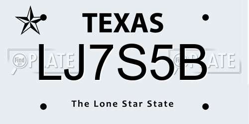 LJ7S5B Texas License Plate