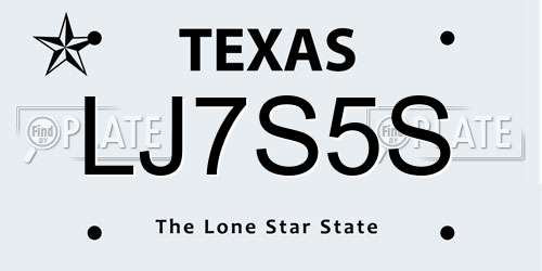 LJ7S5S Texas License Plate