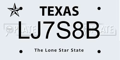 LJ7S8B Texas License Plate