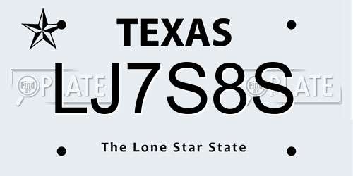 LJ7S8S Texas License Plate