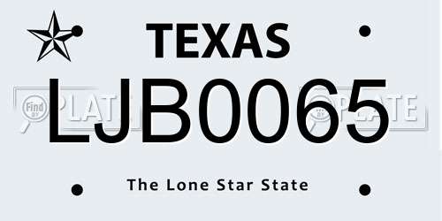 LJB0065 Texas License Plate