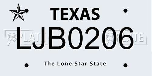LJB0206 Texas License Plate