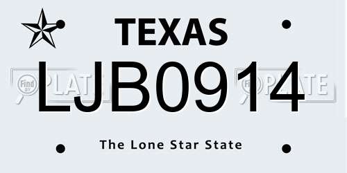 LJB0914 Texas License Plate