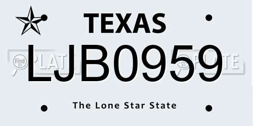 LJB0959 Texas License Plate
