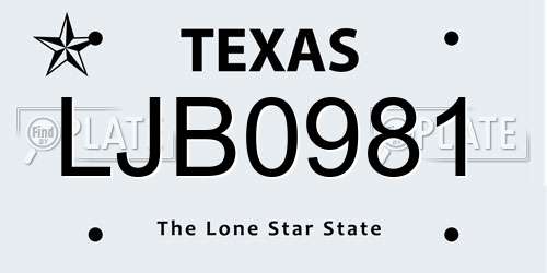 LJB0981 Texas License Plate