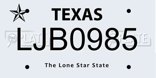 LJB0985 Texas License Plate