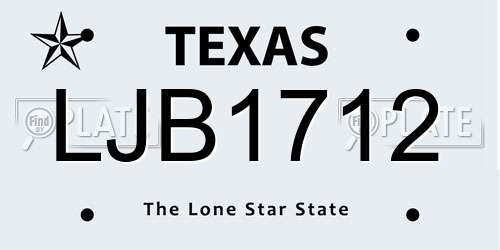 LJB1712 Texas License Plate